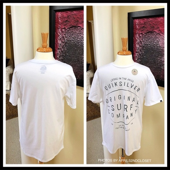 QUICKSILVER WHITE COTTON SHORT SLEEVE TEE SURF BEACH HAWAII COTTON T-SHIRT A2C - Picture 5 of 8